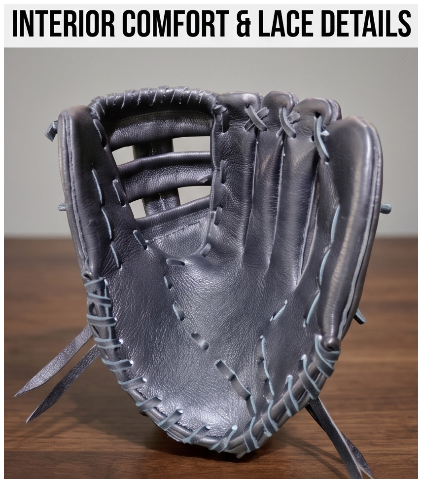 Erizal Sports Vintage Black Baseball GlovesVintage Black | Full-Grain Steerhide Leather Baseball and Softball Glove | Right Hand Throw | Adjustable Secure Fit | Handcrafted Mitt for Adults & Youth - Image 4
